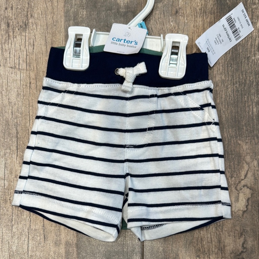 Carter's Navy and White Striped Baby Shorts